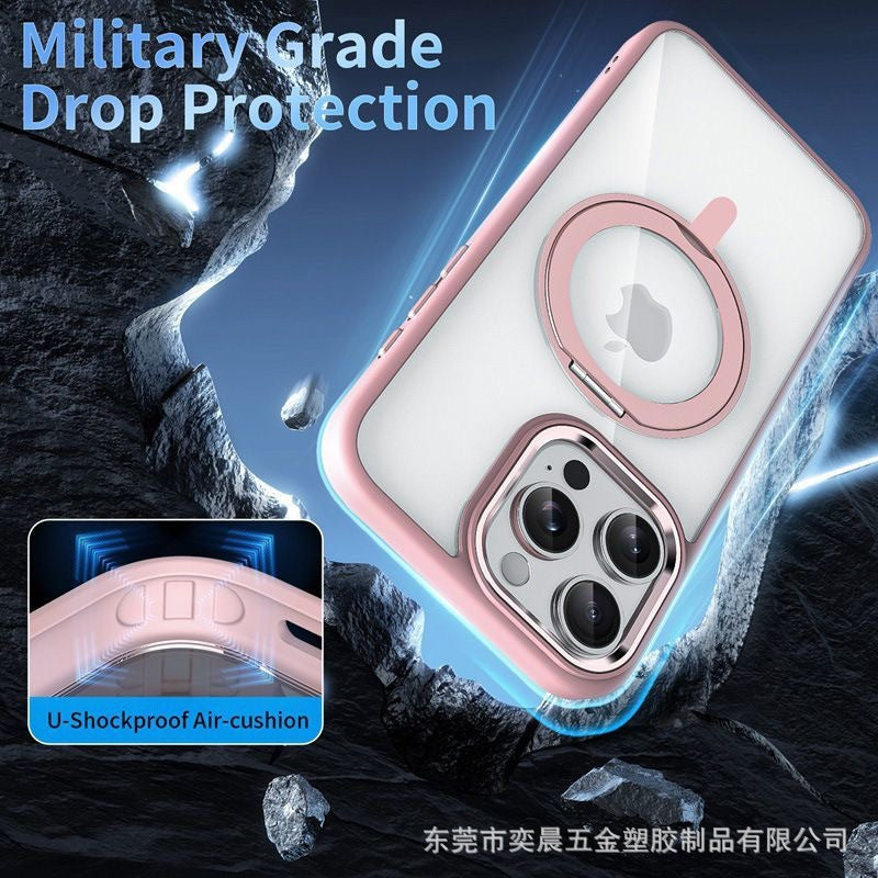 Rotating fulcrum skin-feeling magnetic high-transparency iPhone case