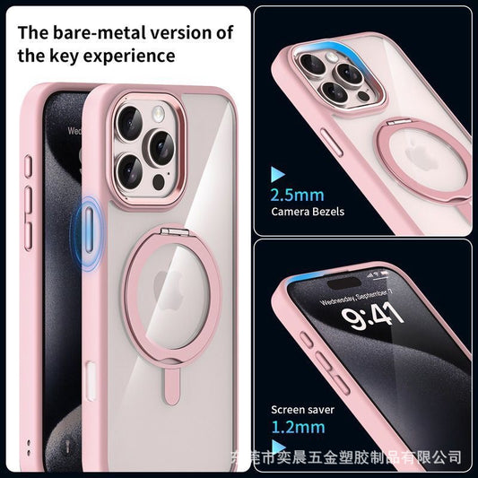 Rotating fulcrum skin-feeling magnetic high-transparency iPhone case