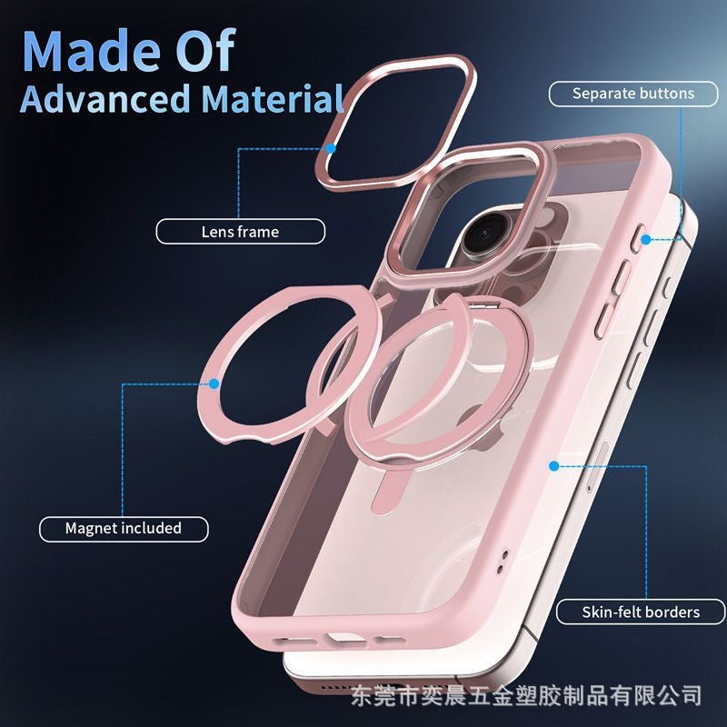 Rotating fulcrum skin-feeling magnetic high-transparency iPhone case